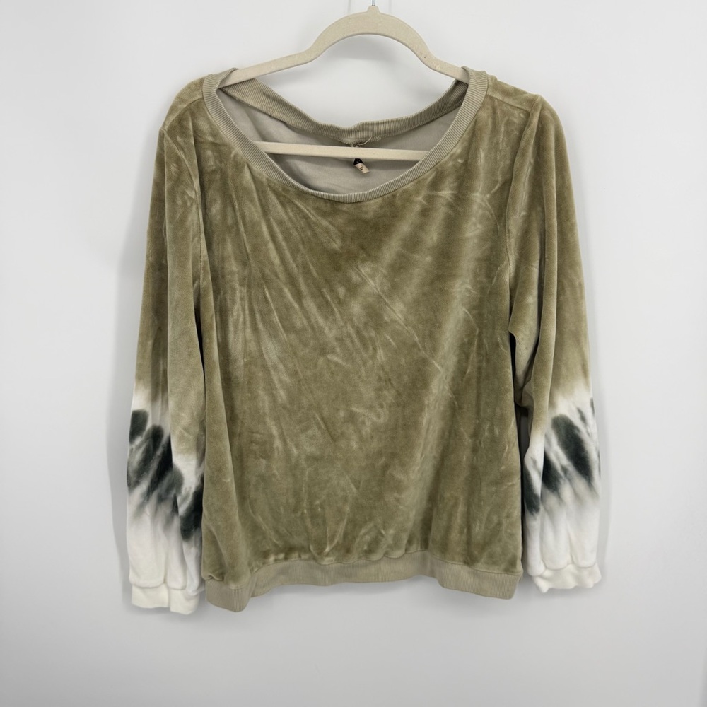 XCVI Dakota Pullover green velvet velours XL boat neck top‎